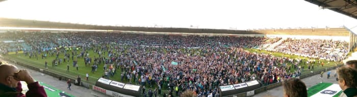 Simon's view from Plymouth's Directors' Box after PAFC defeated Portsmouth to make last year's League Two Playoff at Wembley.